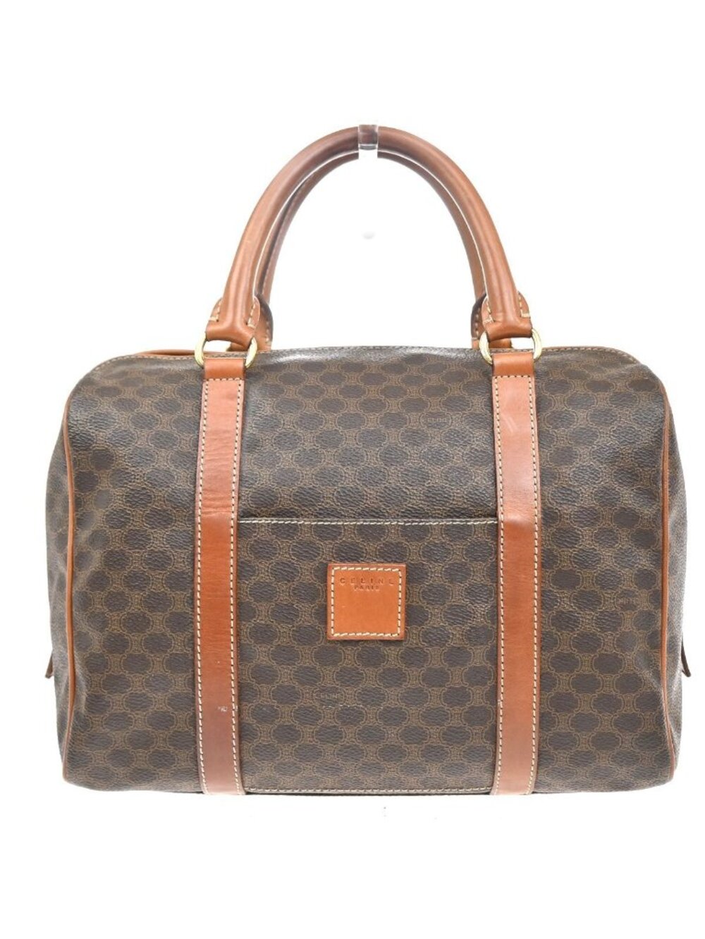 Celine Macadam Handbag Brown Leather